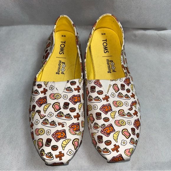 TOMS good morning breakfast pattern shoes size 8 - Picture 2 of 5